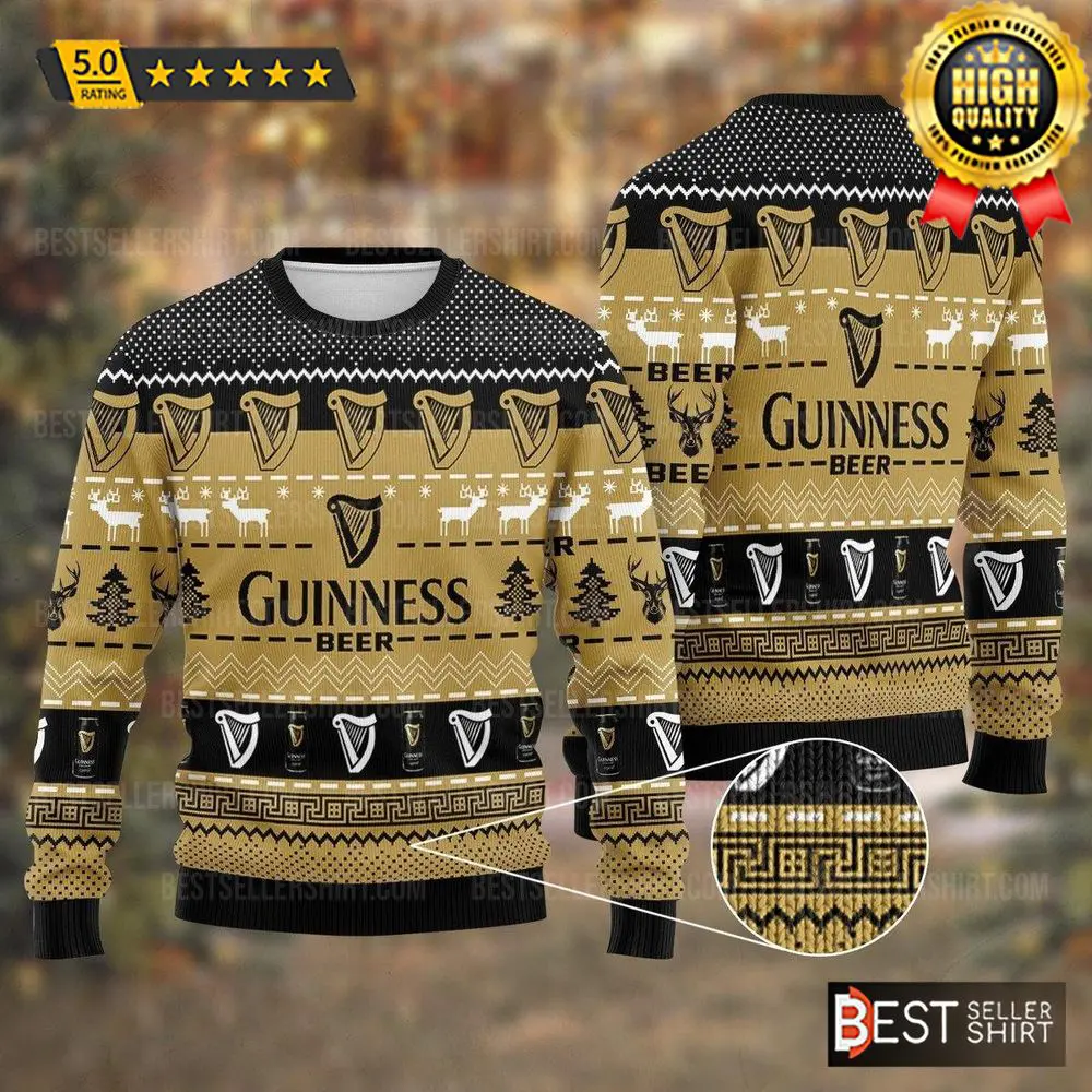 Guinness Beer Logos Deers Christmas Ugly Sweater 1