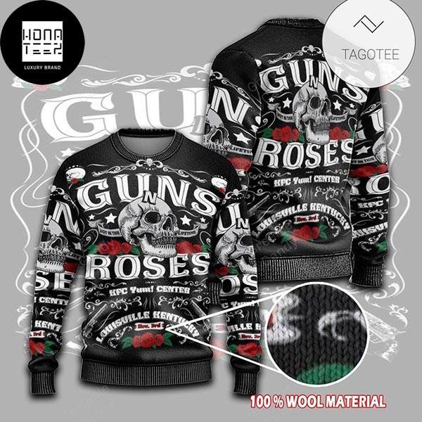 Guns N Roses Skull Kfc Yum Center 2023 Ugly Christmas Sweater 98040724 1