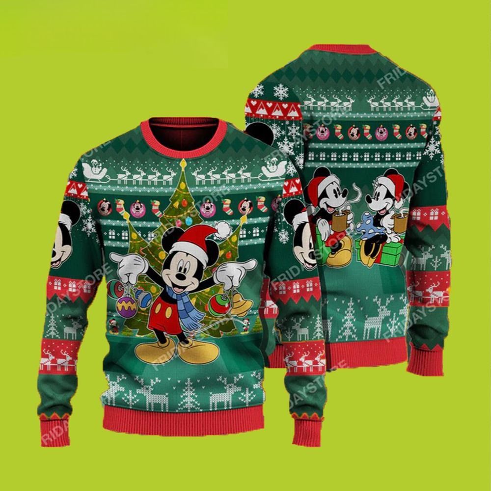 Happy Mouse With Xmas Tree Disney Ugly Christmas Sweater 1