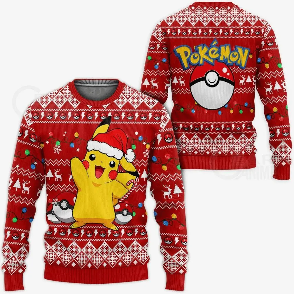 Happy Pikachu Xmas Hat Pokemon Christmas Sweater 1