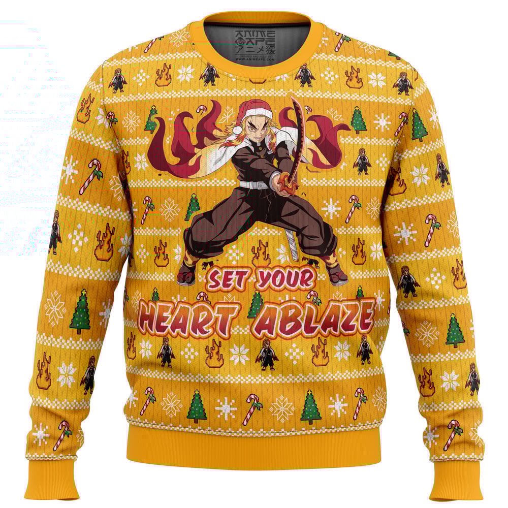 Heart Ablaze Rengoku Demon Slayer men sweatshirt FRONT mockup
