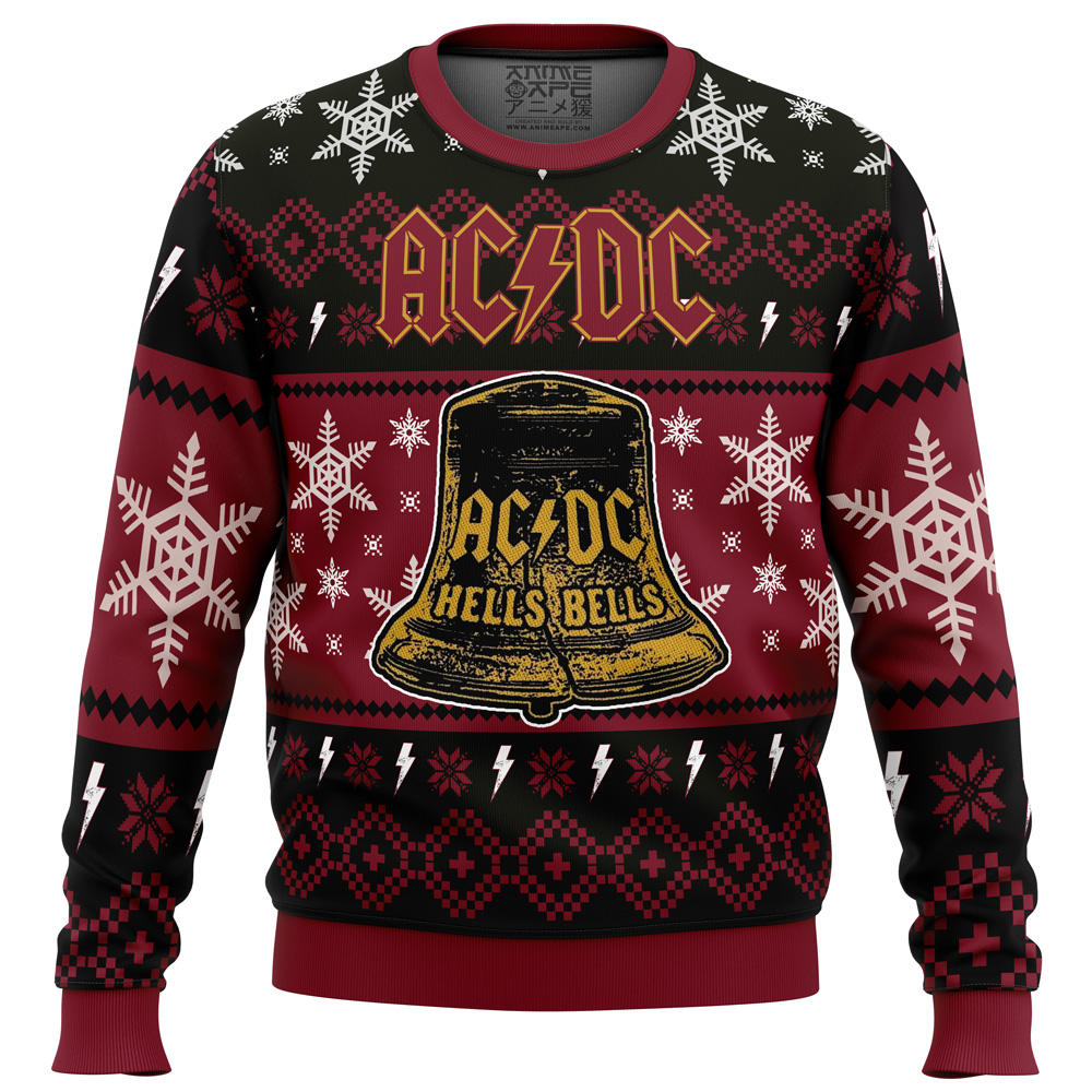 Hells Bells ACDC Ugly Christmas Sweater FRONT mockup