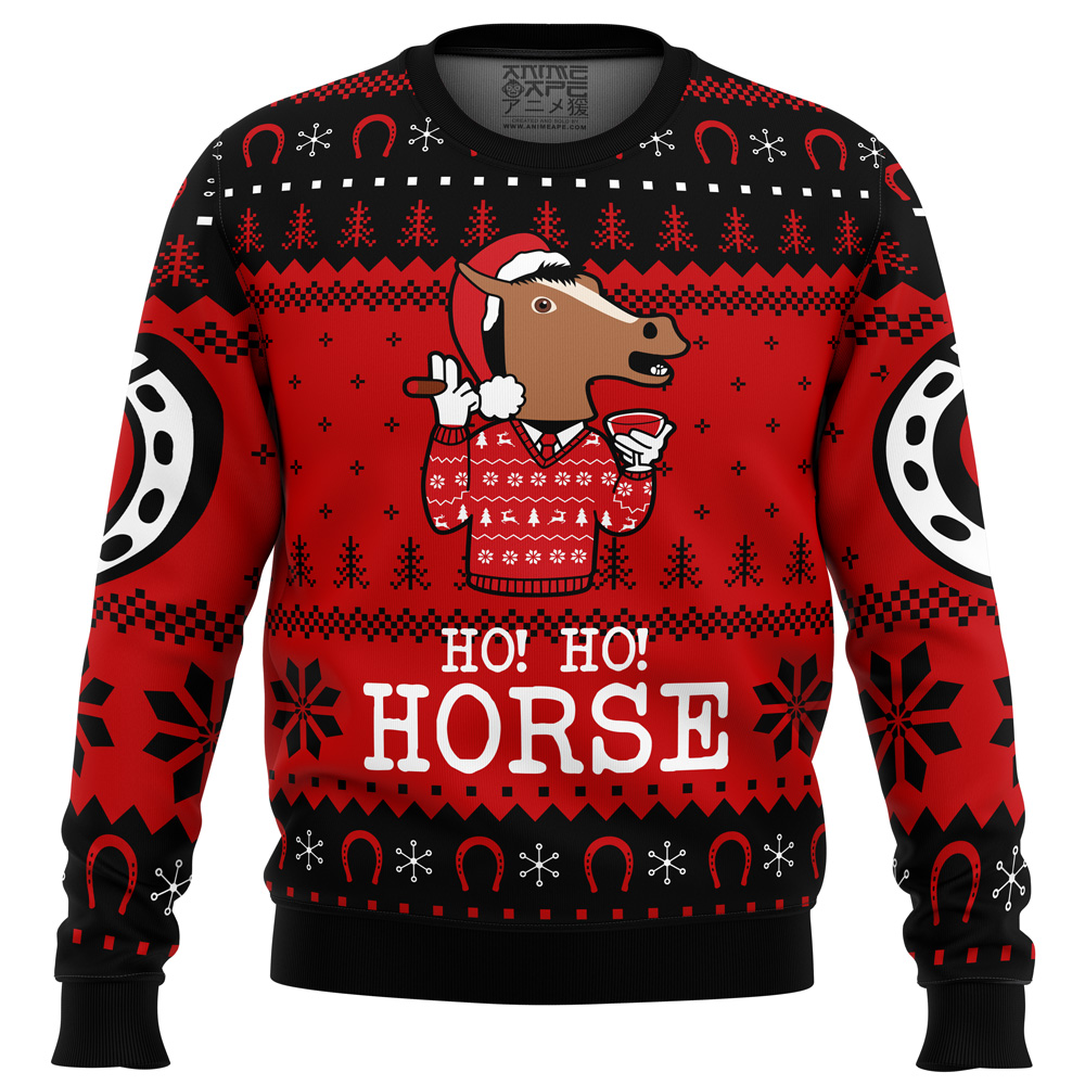 Ho Ho Horse Bojack Horseman Ugly Christmas Sweater FRONT mockup