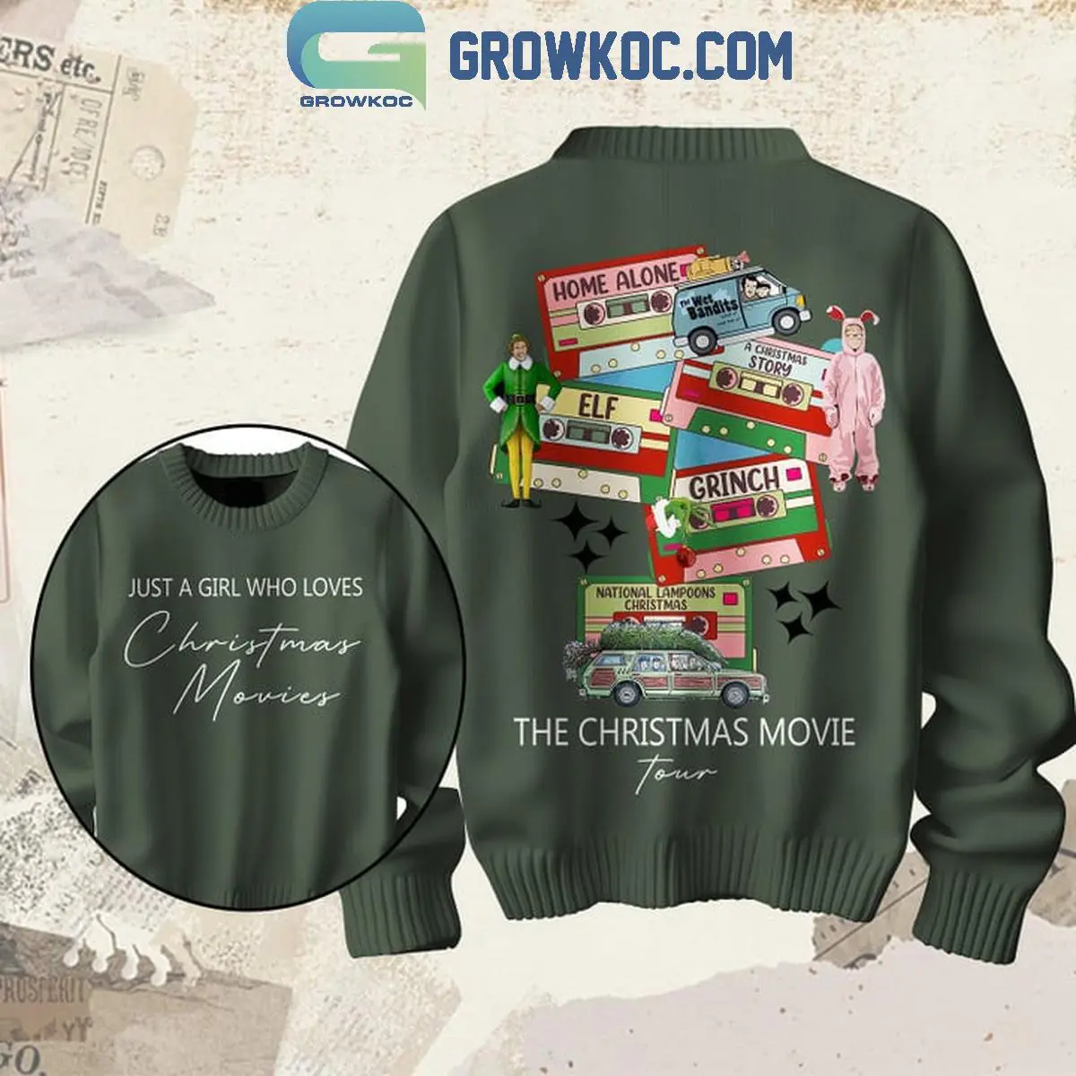 Home Alone Grinch Elf The Christmas Movie Tour 2024 Ugly Sweater 1 HmesL
