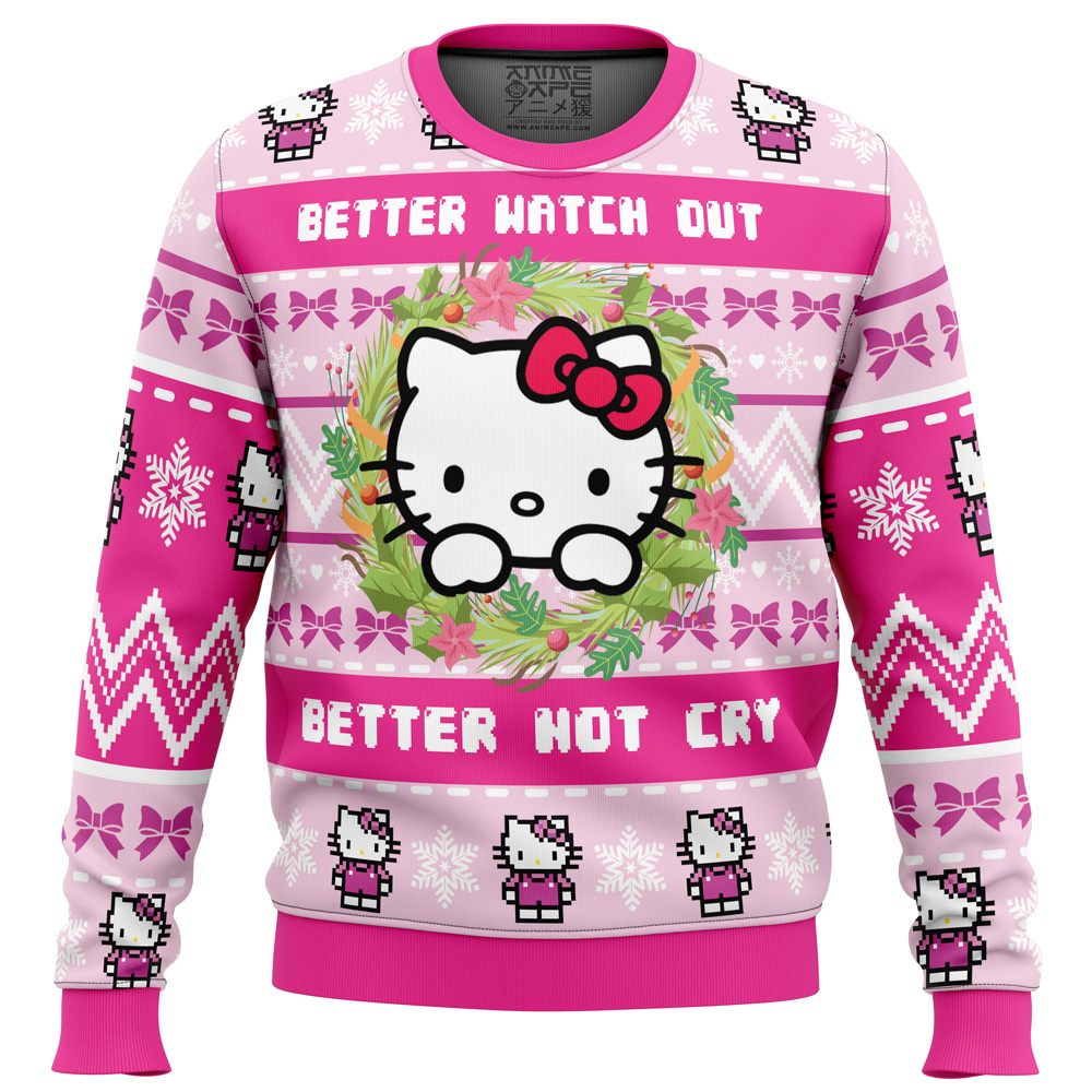 Is Coming to Town Hello Kitty men sweatshirt FRONT mockup