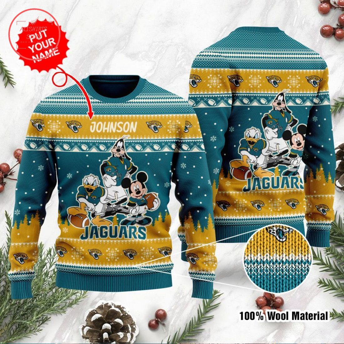 Jacksonville Jaguars Disney Custom Ugly Christmas Sweater1