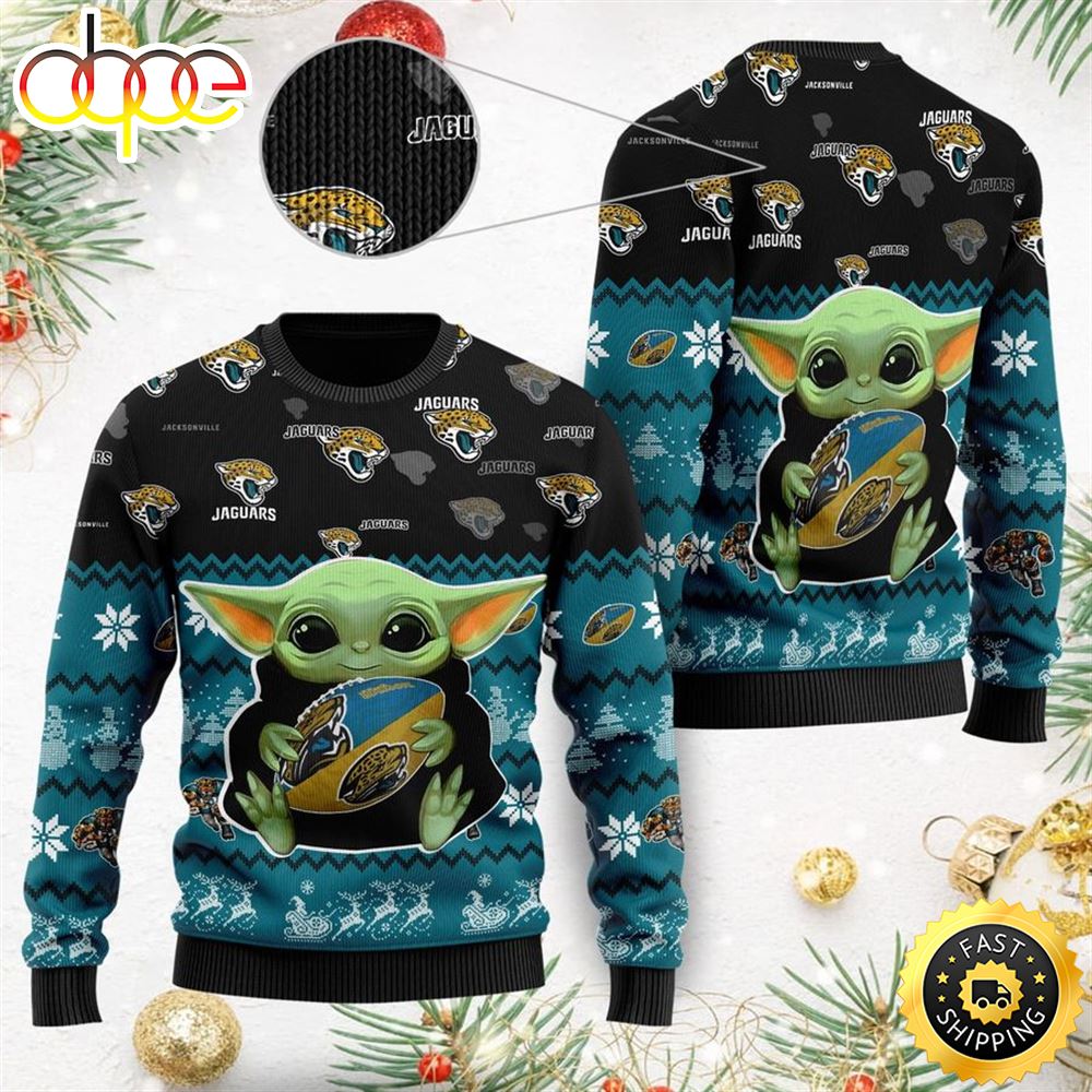 Jacksonville Jaguars Baby Yoda Shirt For American Football Fans Ugly Christmas Sweater dryhkw