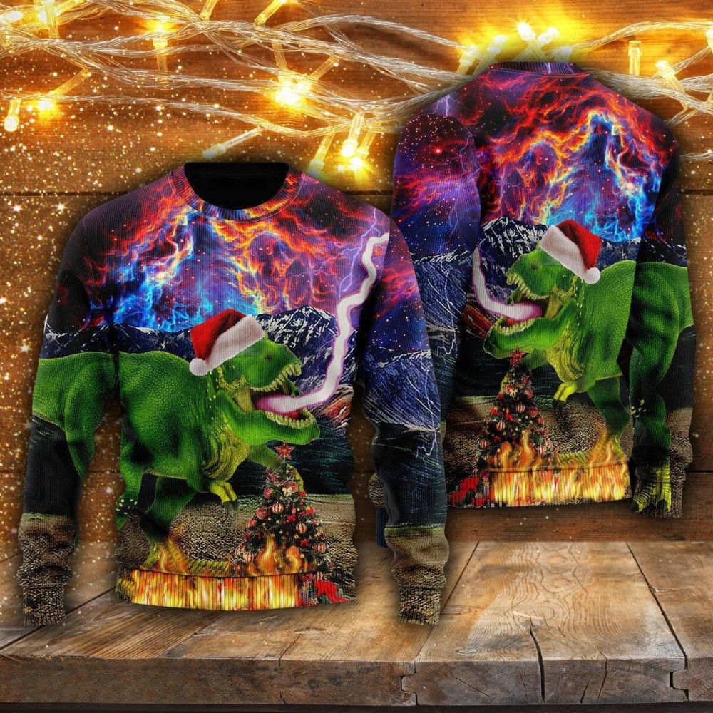 Jurassic Park Dinosaur Christmas Sweater Style 1