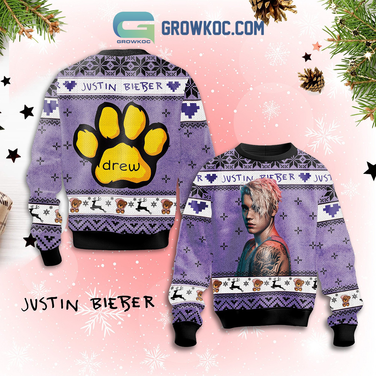 Justin Bieber Drew Christmas Ugly Sweater2B1 C4hmj