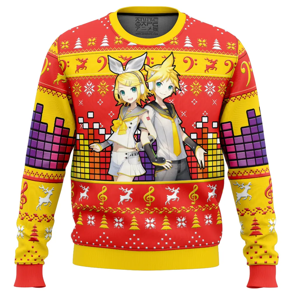 Kagamine Ren Len Ugly Christmas Sweater FRONT mockup