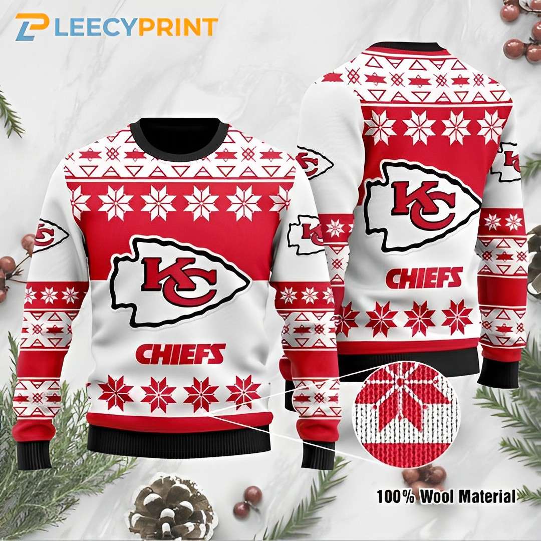 Kansas Chiefs City Wool Christmas For Fans White Ugly Christmas Sweater 1