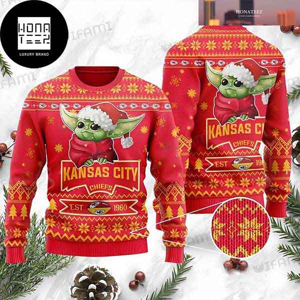 Kansas City Chiefs Baby Yoda EST 1960 2023 Ugly Christmas Sweater
