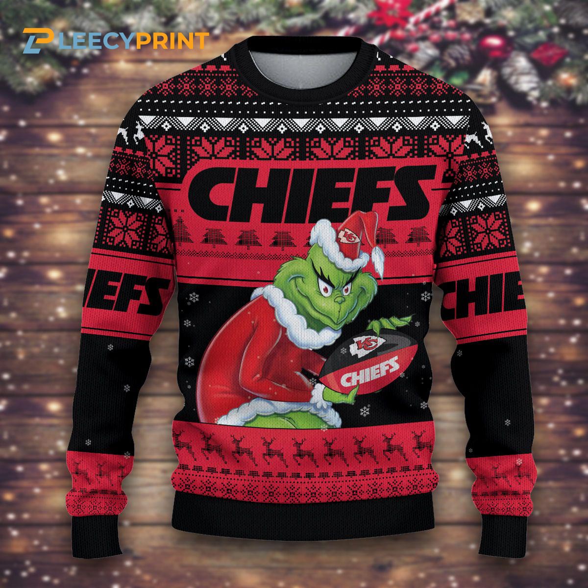 Kansas City Chiefs Grinch Stolen Black Christmas Sweater 1