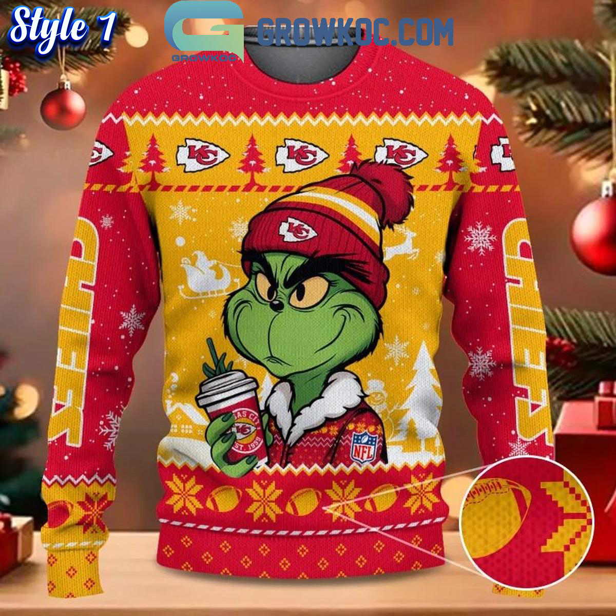 Kansas City Chiefs Grinch Stolen Christmas 2024 Grinchmas Ugly Sweater 1 8l7lN 1