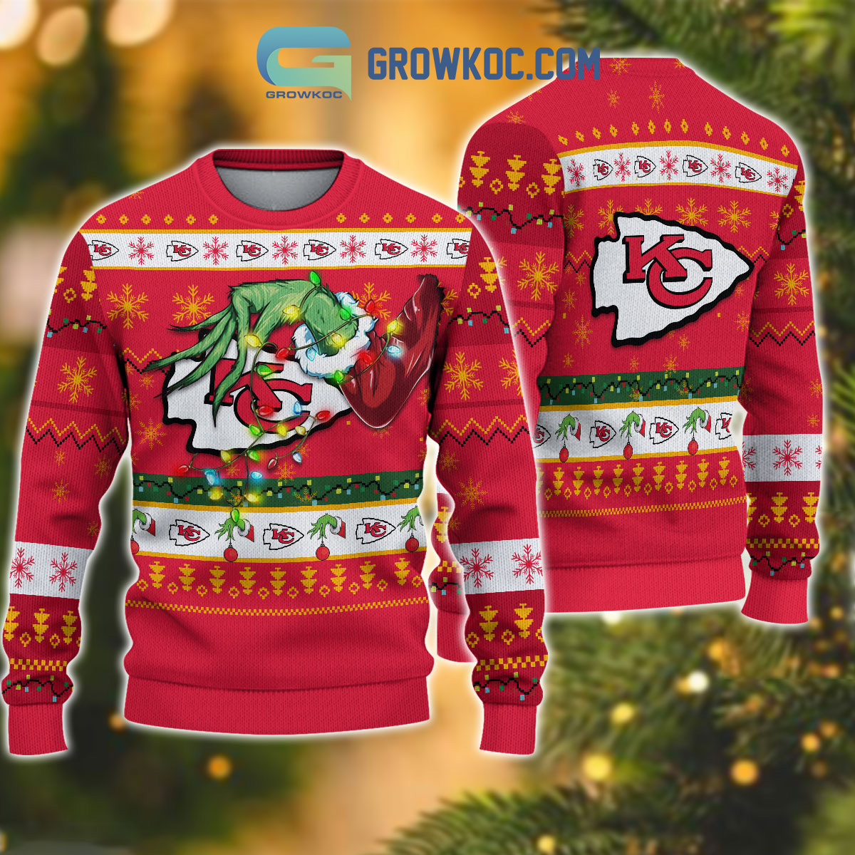 Kansas City Chiefs NFL Grinch Christmas Ugly Sweater2B1 gGNcd