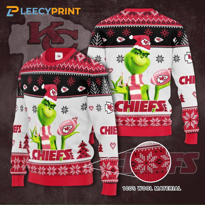Kansas City Chiefs The Grinch Gift For Fan Ugly Wool Sweater Christmas 1