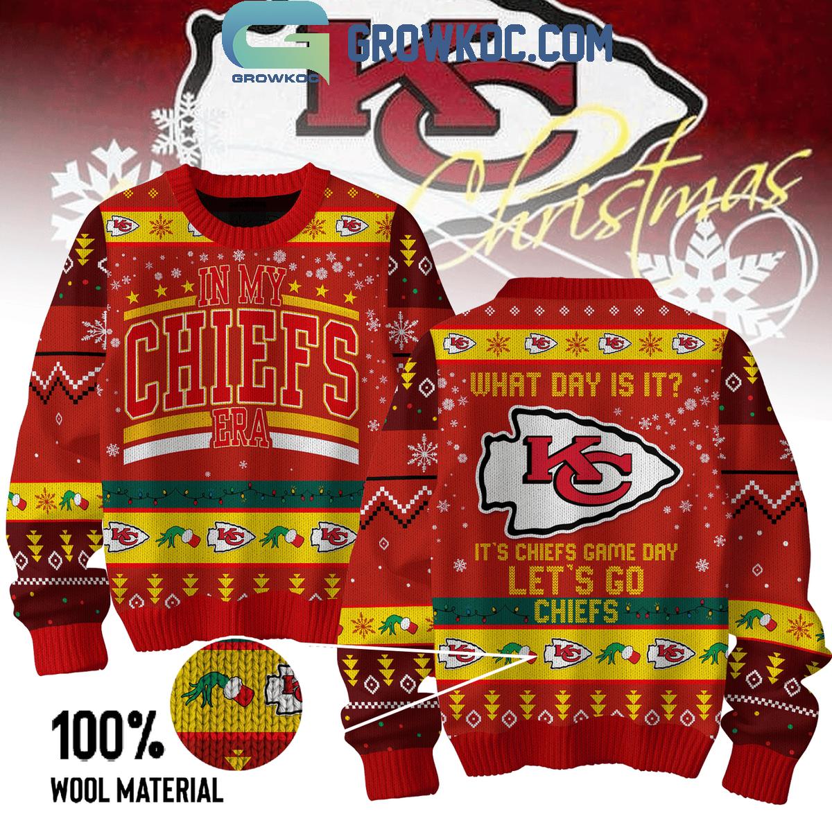 Kansas City Chiefs What Day Is It Its Chiefs Game Day Christmas Ugly Sweater 1 HCiVG