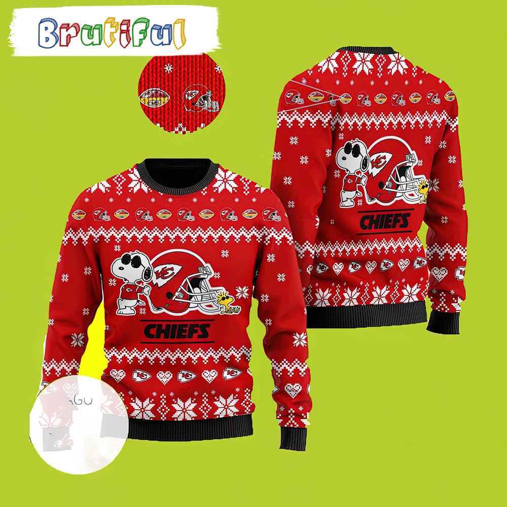 Kansas City Chiefs Sweater Cute The Snoopy Show Football Helmet 3D