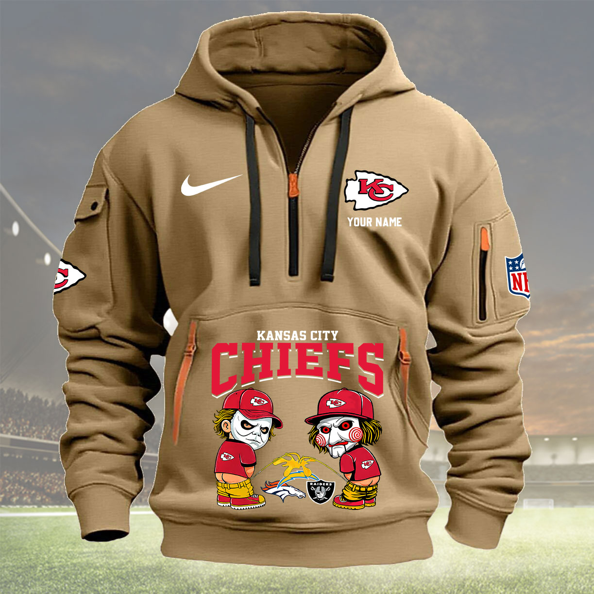 Khaki Hoodie 16 Kansas City Chiefs