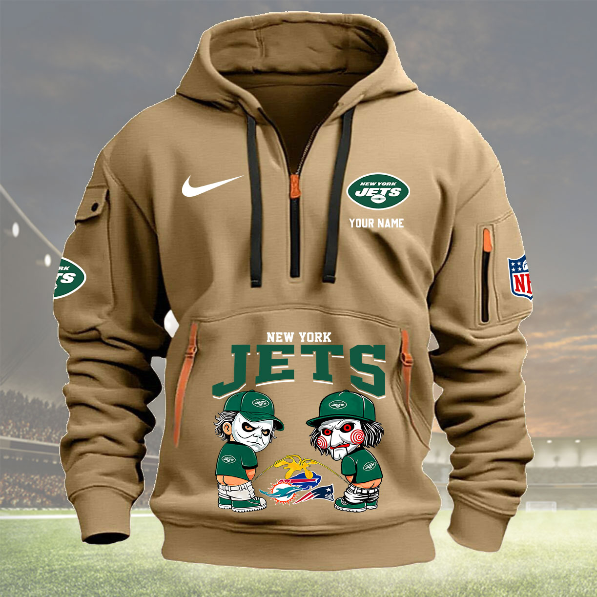 Khaki Hoodie 22 New York Jets