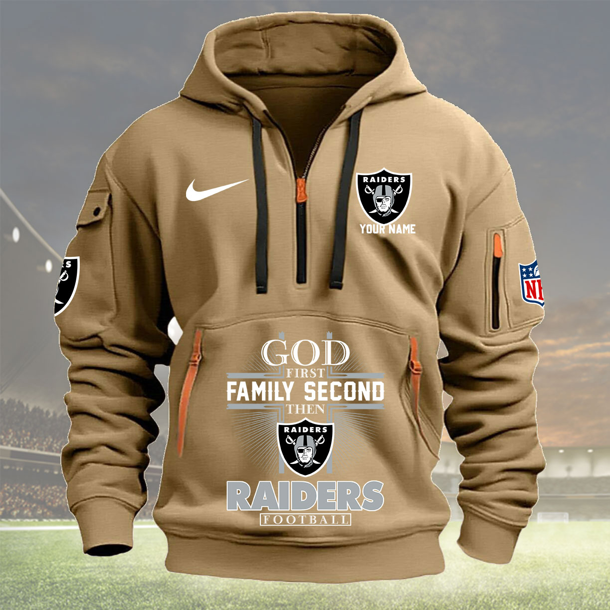 Khaki Hoodie 23 Oakland Raiders 1