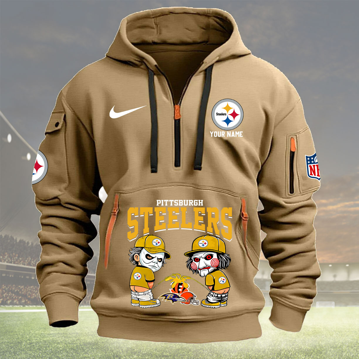 Khaki Hoodie 25 Pittsburgh Steelers