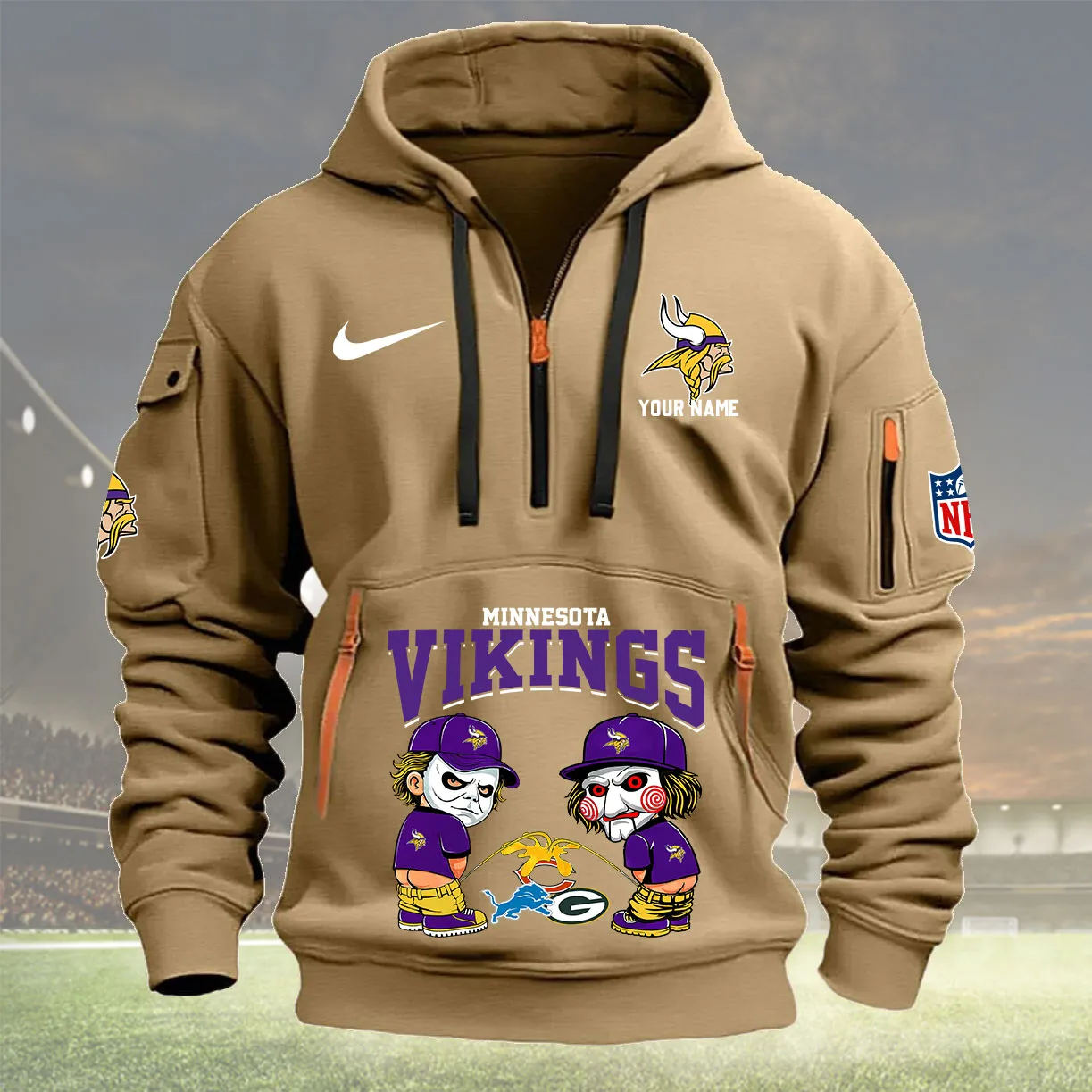 Khaki Hoodie Minnesota Vikings