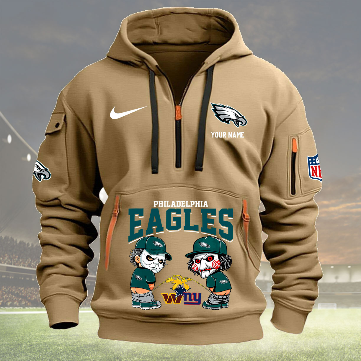 Khaki Hoodie Philadelphia Eagles