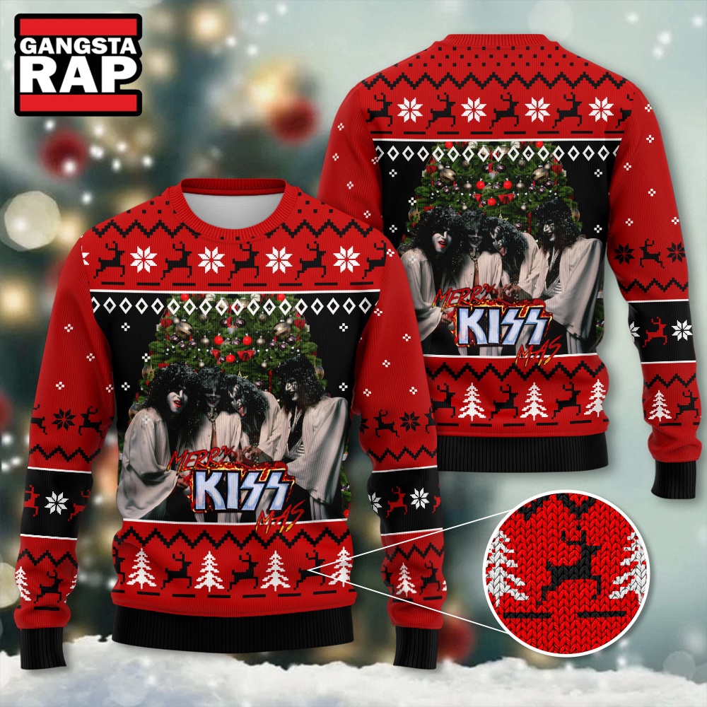 Kiss Band Xmas Tree Design Ugly Christmas Sweater