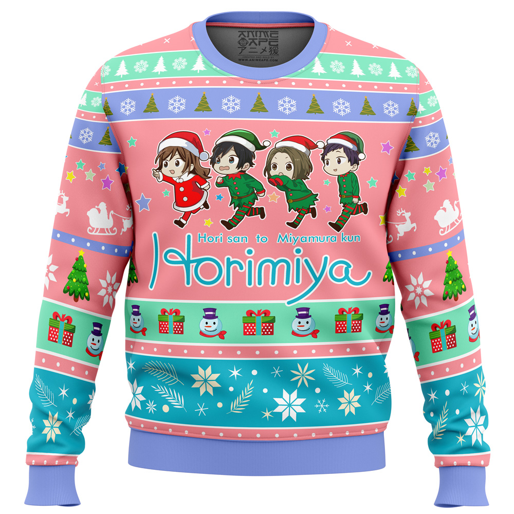 Kyouko And Friends Horimiya Ugly Christmas Sweater FRONT mockup