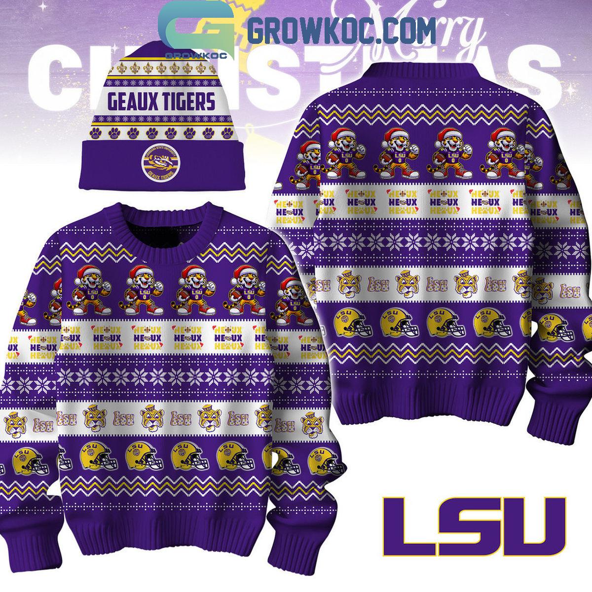 LSU Tigers Heaux Heaux Heaux Ho Ho Ho Santa Clause In Christmas 2024 Ugly Sweater 1 rfldx