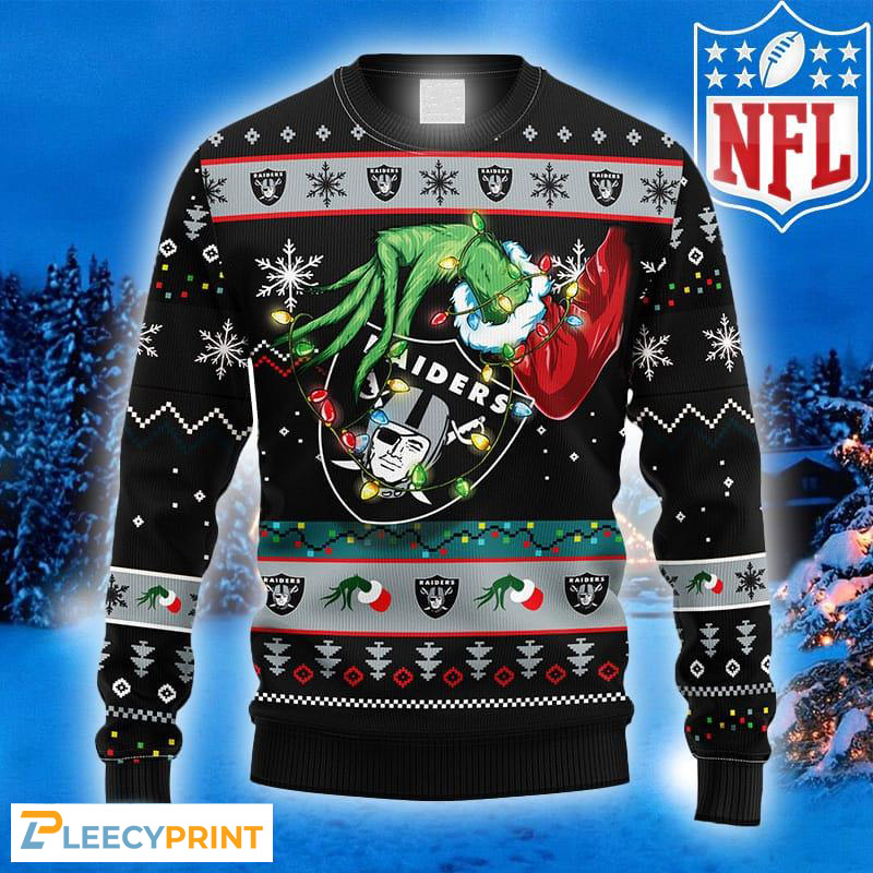 Las Vegas Raiders Grinch Logo Ugly Christmas Sweater For Men And Women 1