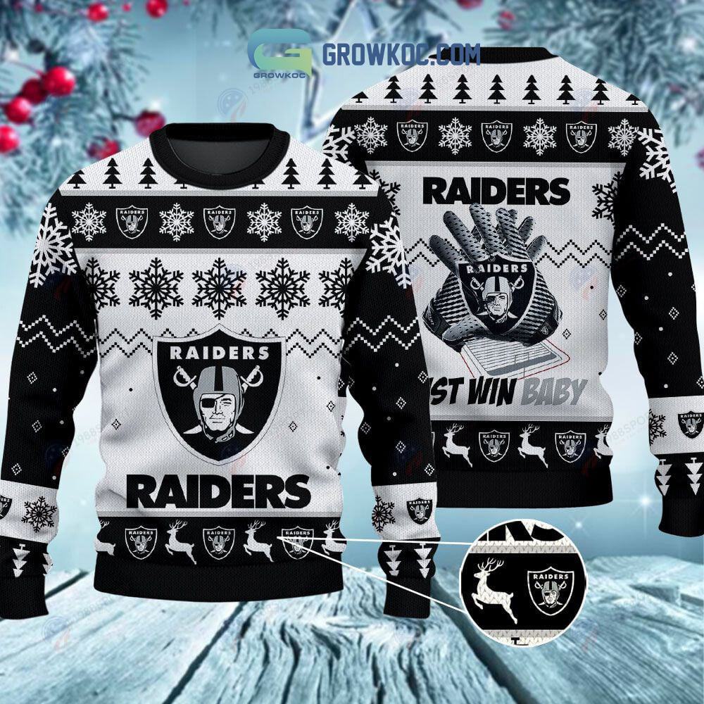 Las Vegas Raiders Just Win Baby Christmas Ugly Sweater2B1 9CRPF