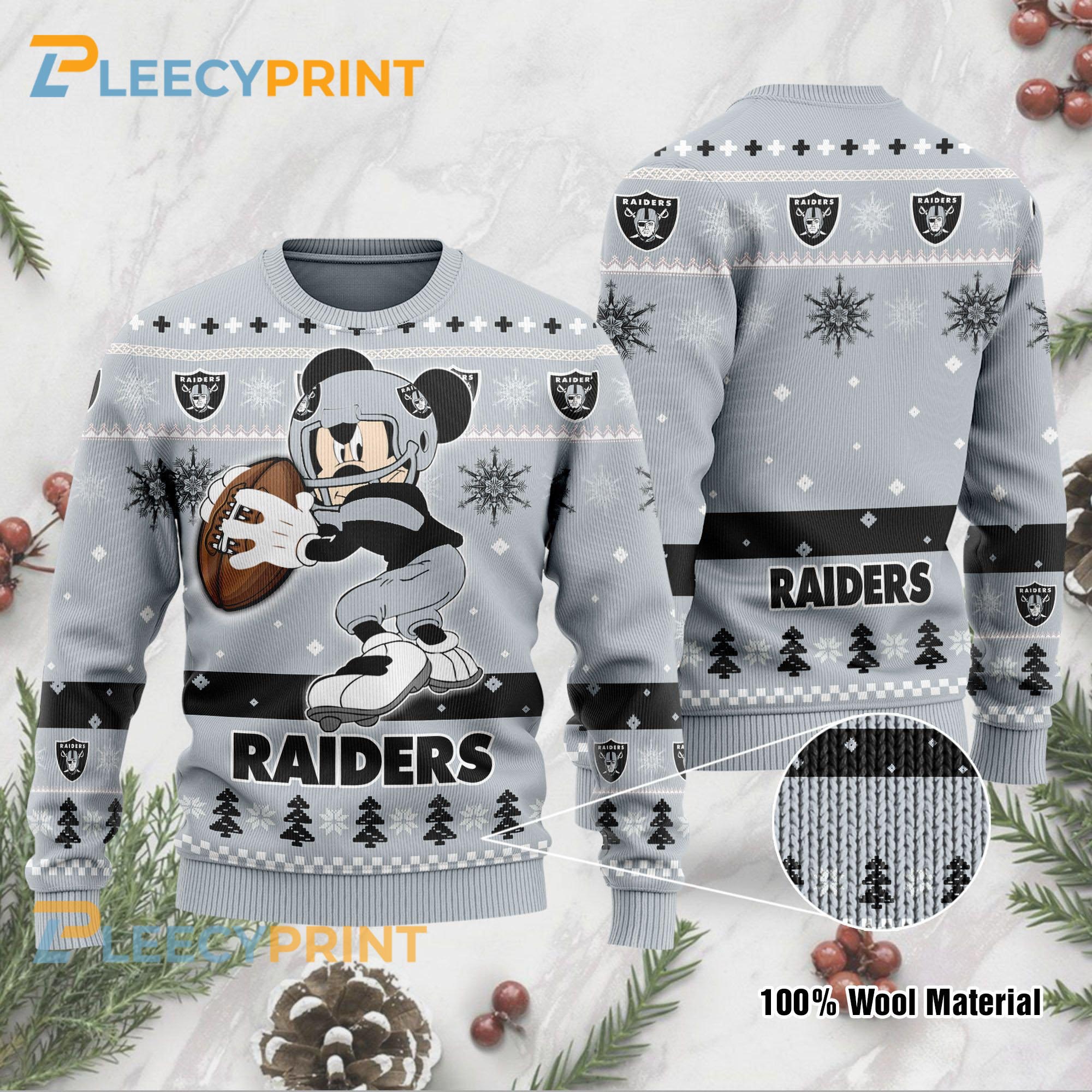 Las Vegas Raiders Mickey Football Player Christmas Sweater 1