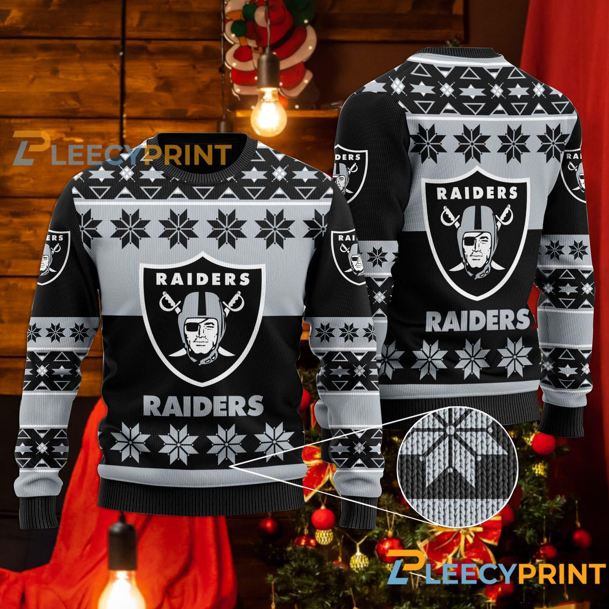 Las Vegas Raiders Snowflakes Pattern Ugly Christmas Sweater 1