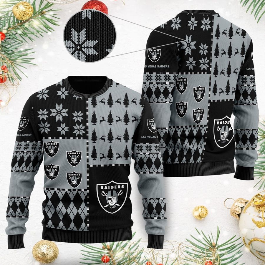 Las Vegas Raiders Ugly Christmas Sweater Raiders Black Christmas Sweater 1