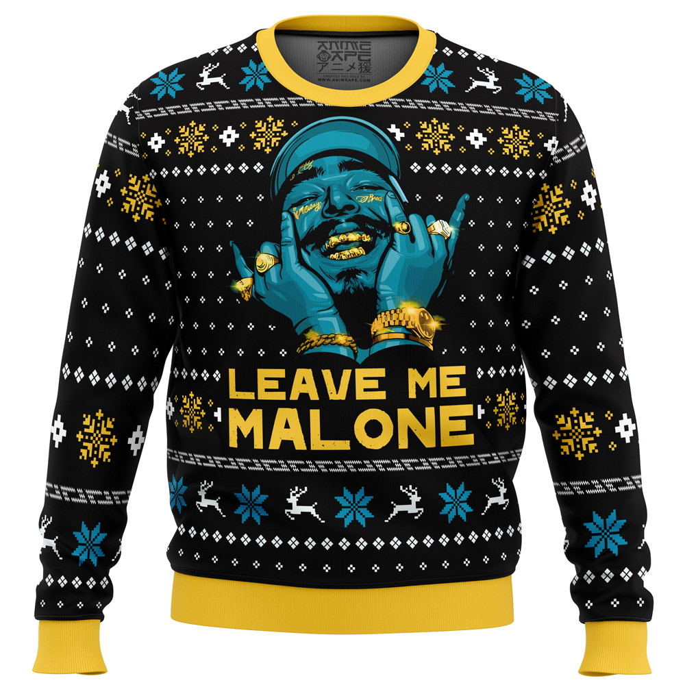 Leave Me Malone Post Malone Ugly Christmas Sweater FRONT mockup