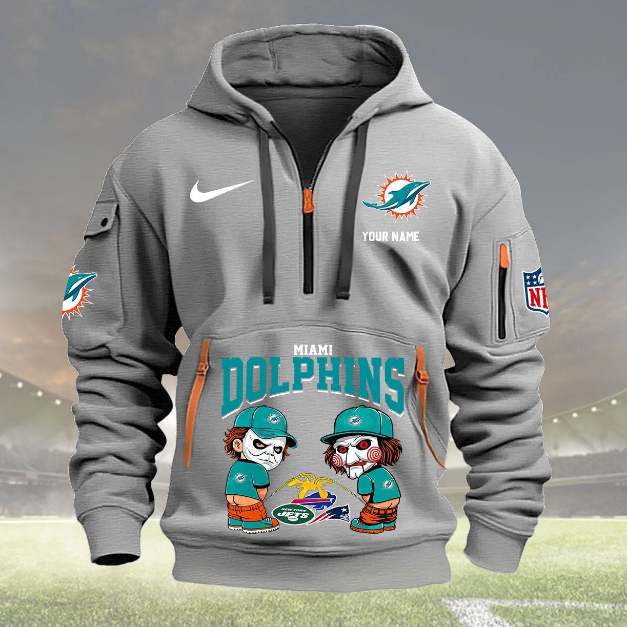 Light Gray Hoodie 17 Miami Dolphins