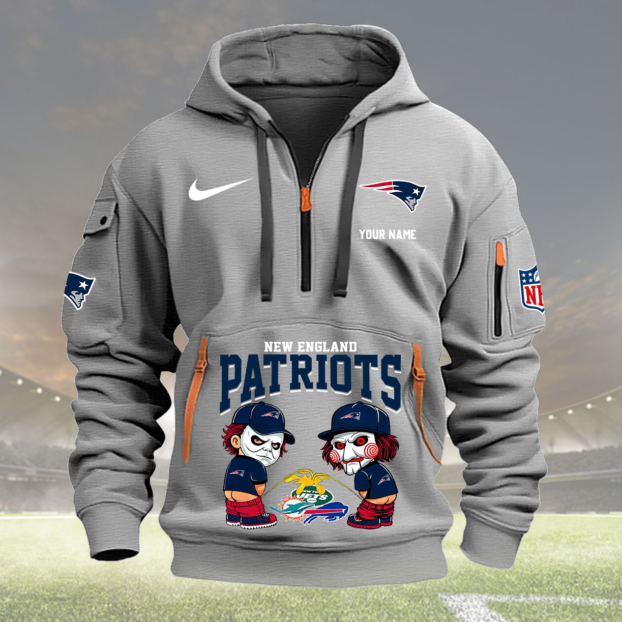 Light Gray Hoodie 19 New England Patriots