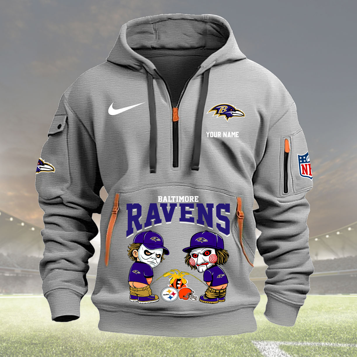 Light Gray Hoodie Baltimore Ravens