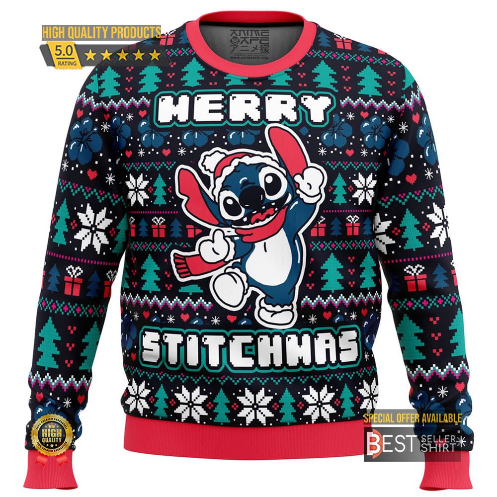 Lilo And Stitch Ugly Christmas Sweatshirt Stitch Ugly Sweater Merry Stitchmas Ugly Xmas Sweatshirt 1