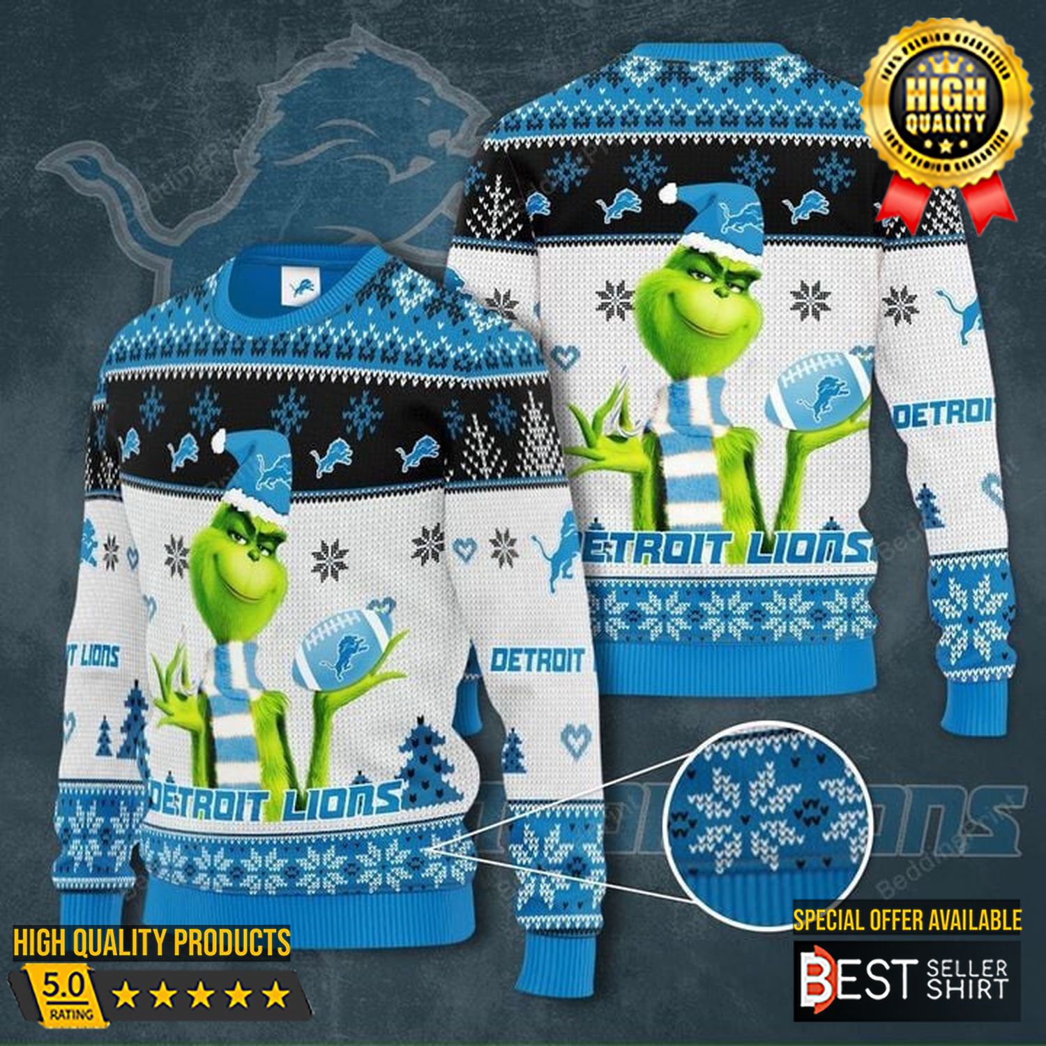 Lions Football Nfl Grinch Ugly Christmas Sweater Grinch Christmas Movie