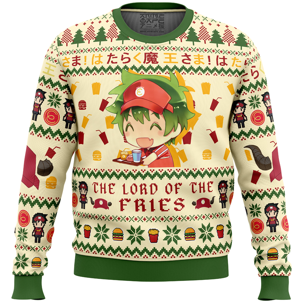 Lord of the Fries The Devil Is A Part Timer Ugly Christmas Sweater FRONT mockup