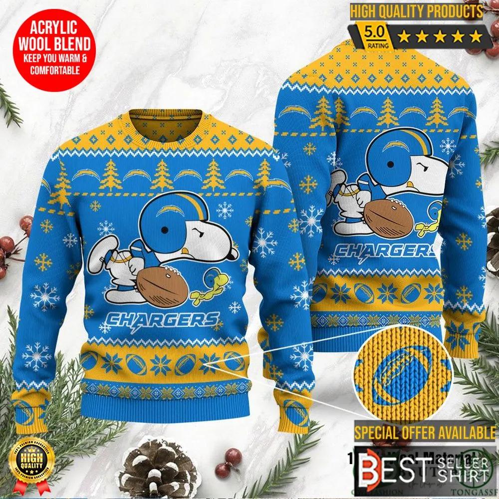 Los Angeles Chargers Logos American Football Snoopy Dog Christmas Ugly Sweater 1