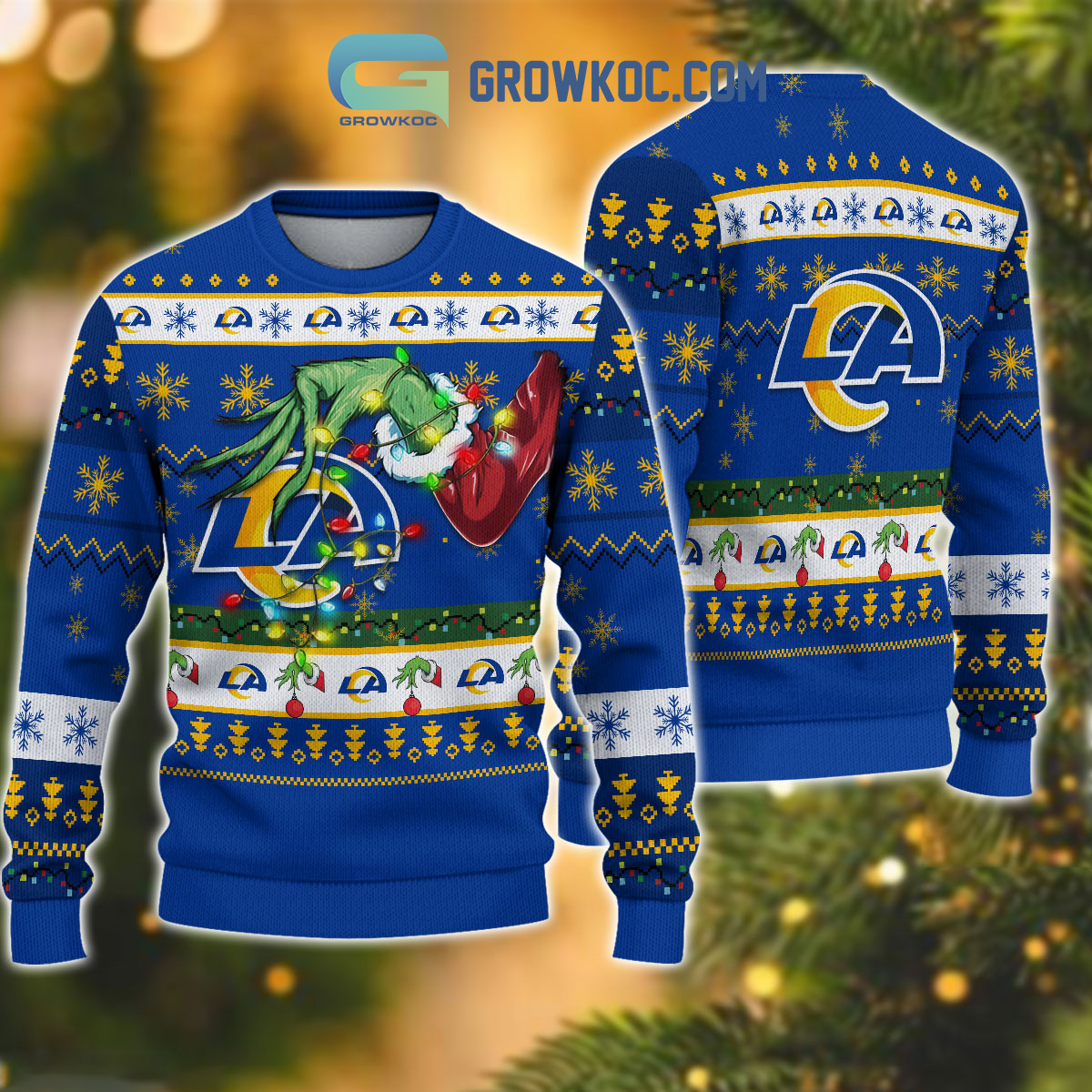 Los Angeles Rams NFL Grinch Christmas Ugly Sweater2B1 D6Osd