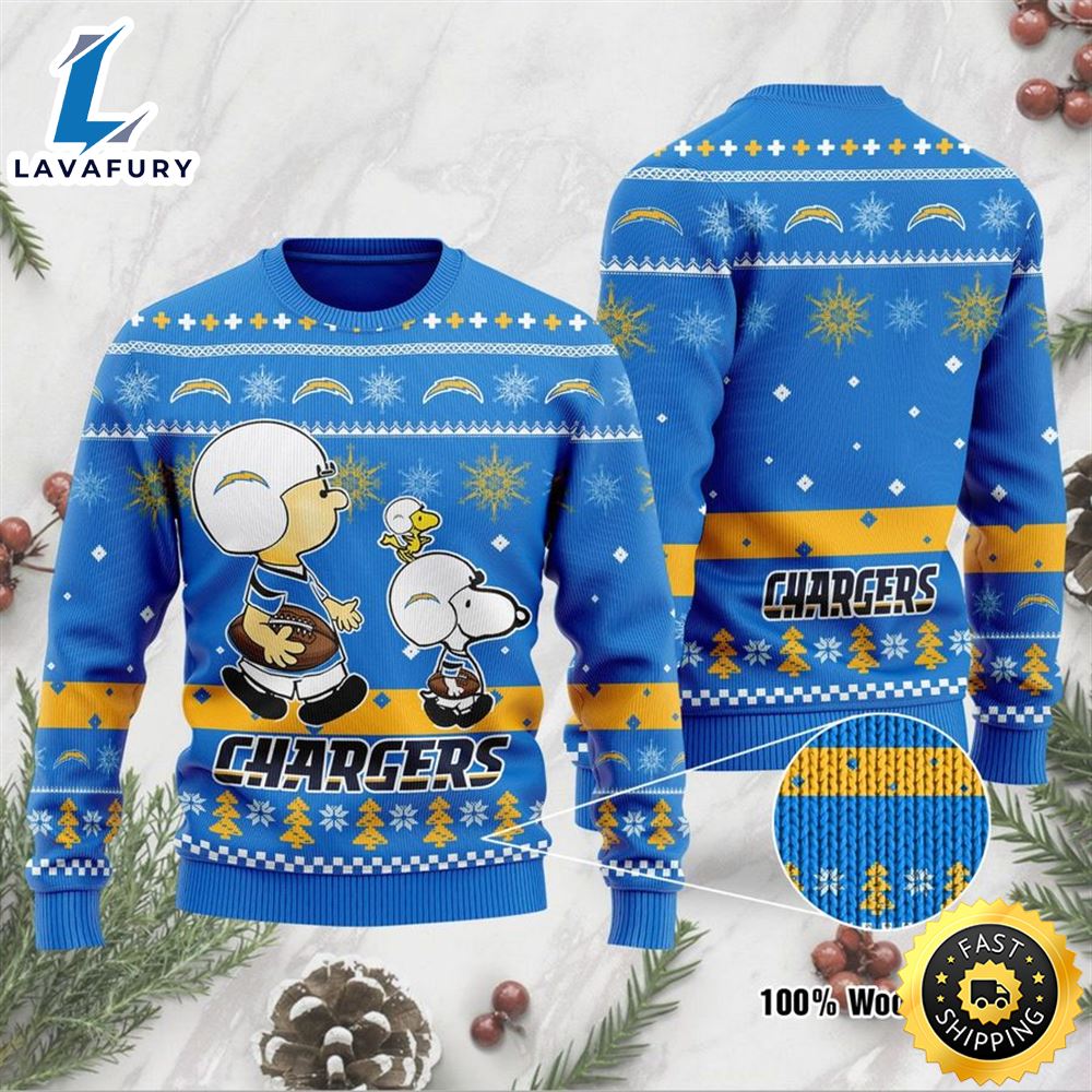 Los Angeles Chargers Funny Charlie Brown Peanuts Snoopy Ugly Christmas Sweater jicirl