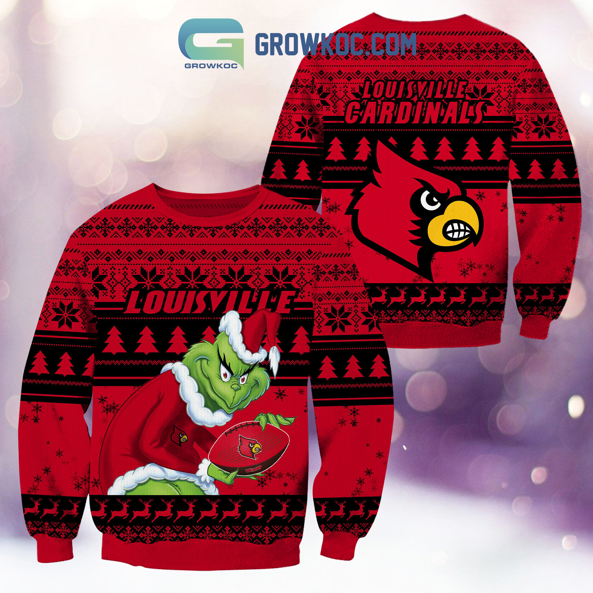 Louisville Cardinals Grinch NCAA Christmas Ugly Sweater2B1 UQeAG