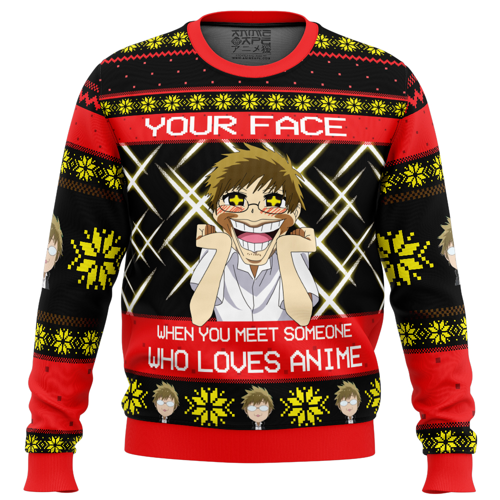 Loves Anime Nisekoi False Love Ugly Christmas Sweater FRONT mockup