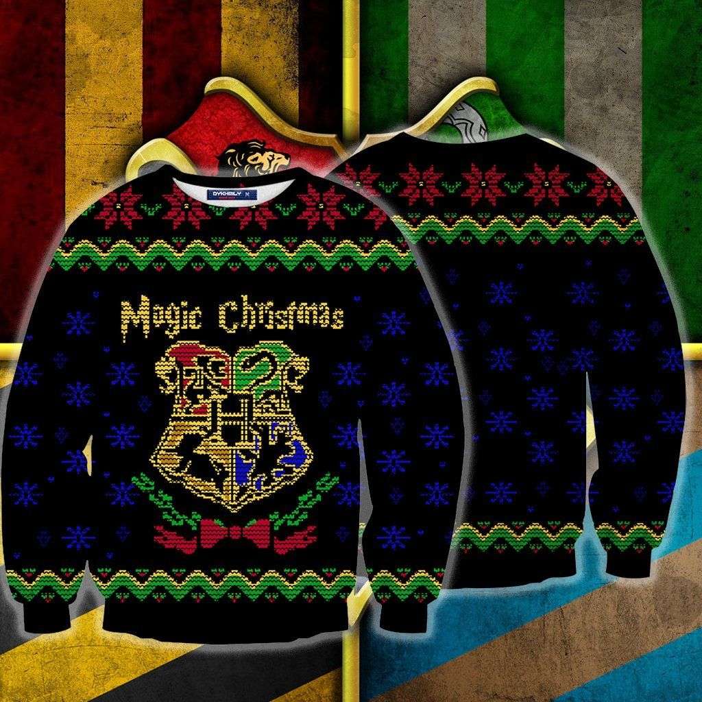 Magic Christmas Harry Potter Hogwarts Logo Ugly Sweater 1