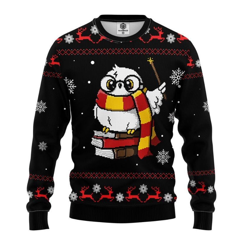 Magic Owl Ugly Xmas Wool Knitted Harry Potter Ugly Christmas Sweater 1